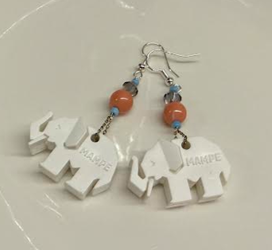 Ohrringe mit Mampe Elefanten - weiß