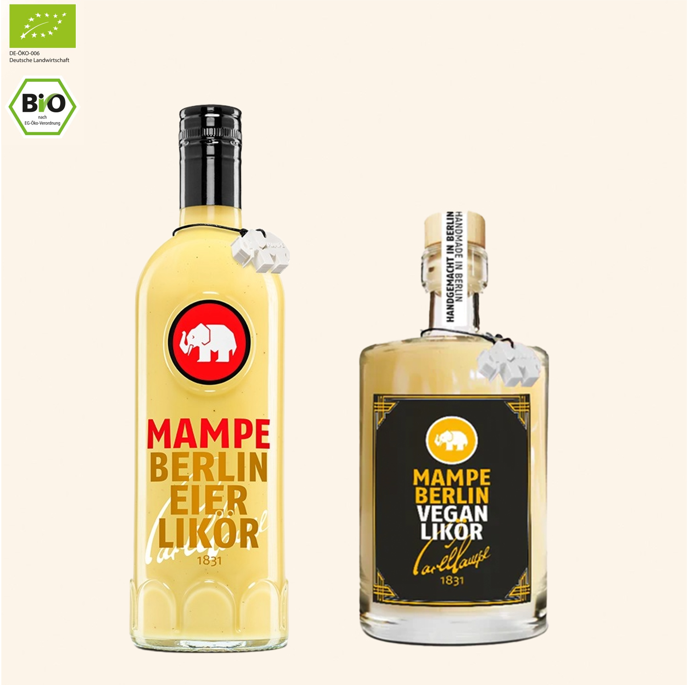 Oster Doppelpack: Eierlikör (Mampeflasche) und Veganlikör